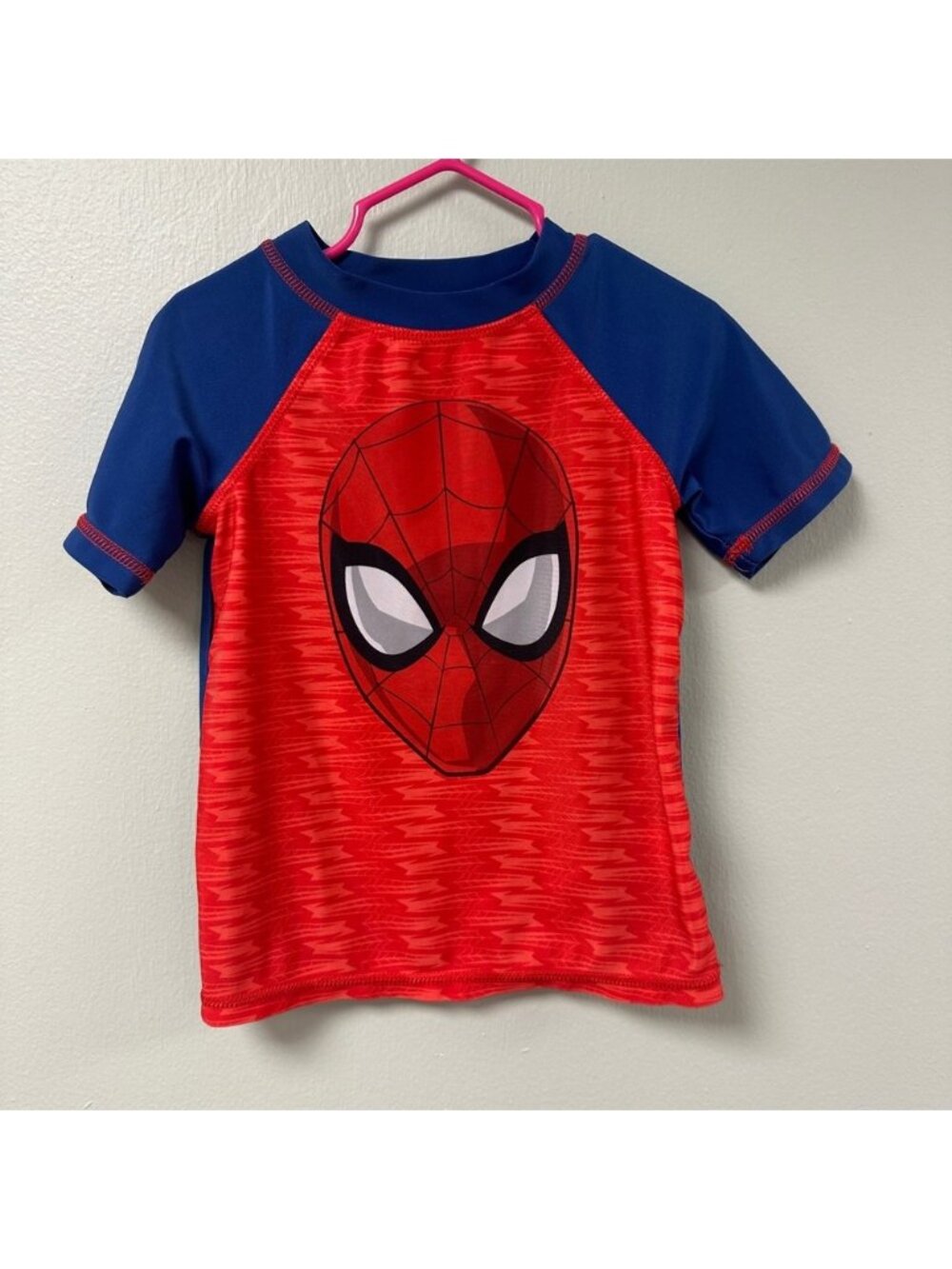 Marvel Spider-Man Rash Guard Boys 3T Red Blue Short Sleeve Swim‎ Shirt Sun Top